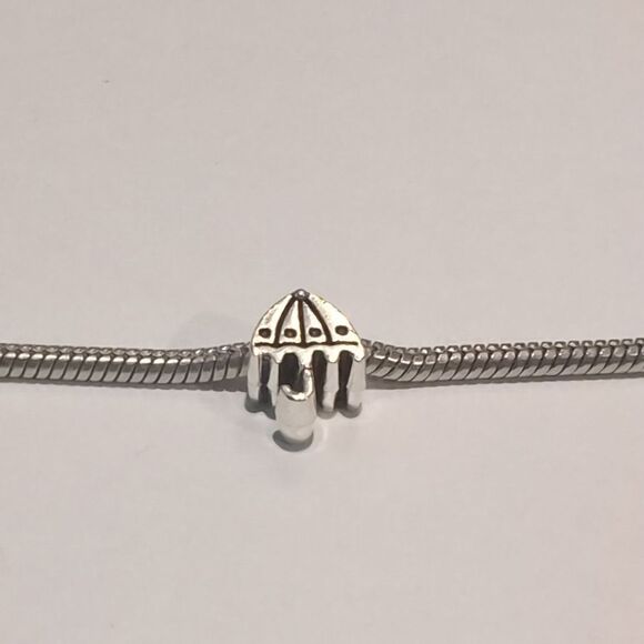 Silver Umbrella Charm for Pandora Style‎ Bracelet - Picture 1 of 5